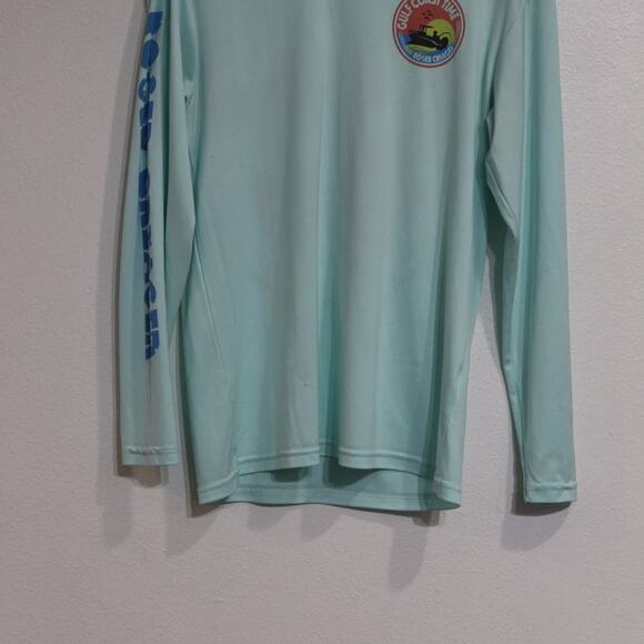 Gulf Coast Time Teal Roger Creager Long Sleeve Shirt Sz S - Picture 3 of 9